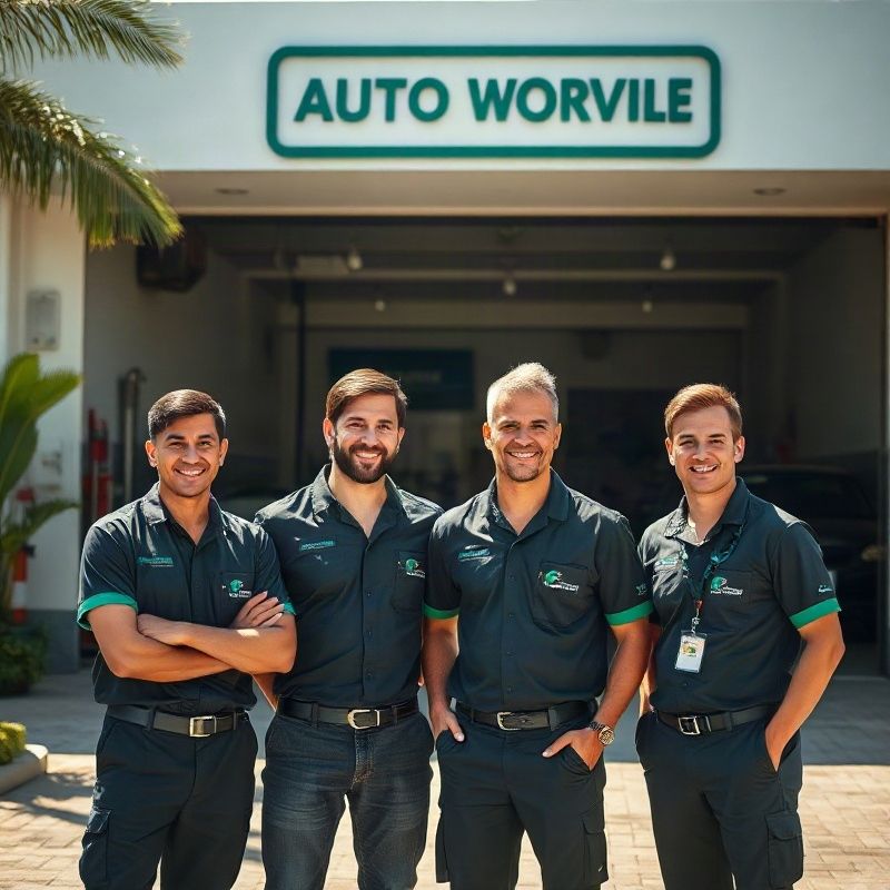 Equipe da Pulsempulse em frente à fachada da oficina em Porto Alegre